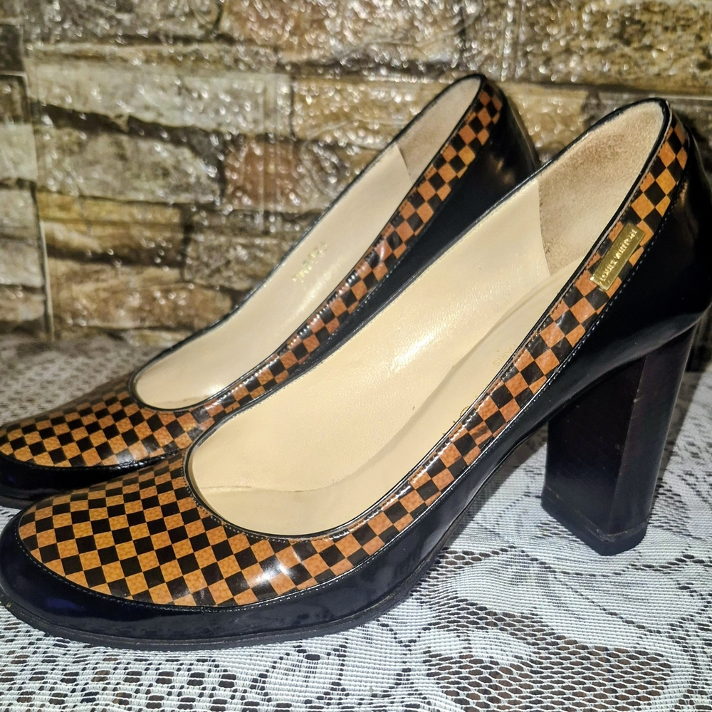 Louis Vuitton Black and Tan Checkered Heels